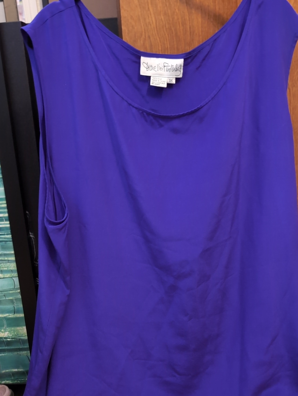 Diane Von Furstenberg Electric Purple Scoop Neck Sleeveless Silk Tank 3x
